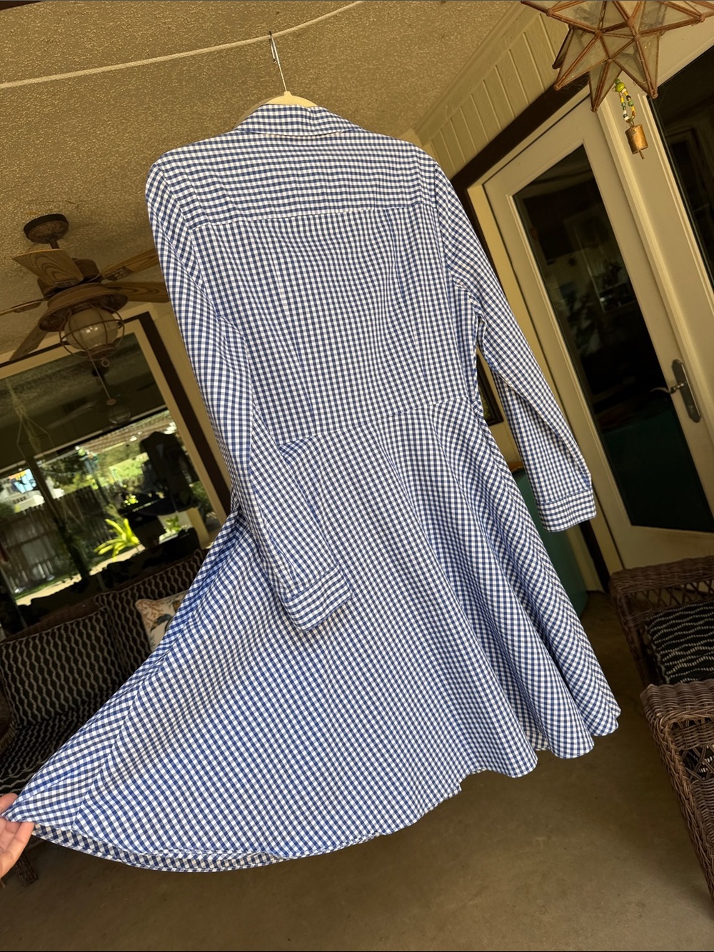 Daniel Cremieux Blue and White Gingham Long-Sleeve Dress - Picture 4 of 4